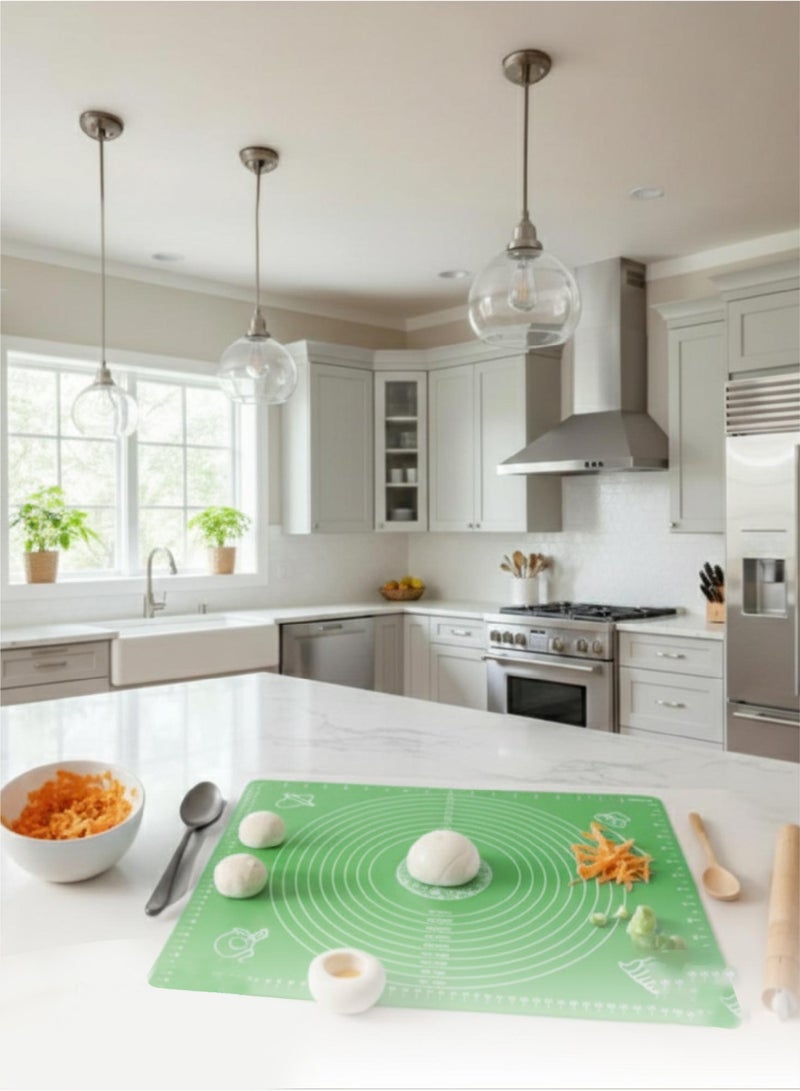 ريست REST Silicone Baking Mat for Pastry Rolling Dough with Measurements Liner Heat Resistance Table Placemat Pad Pastry Board Non stick Non Slip Baking Supplies for Bake Pizza Cake 60x40cm Green - Image 4